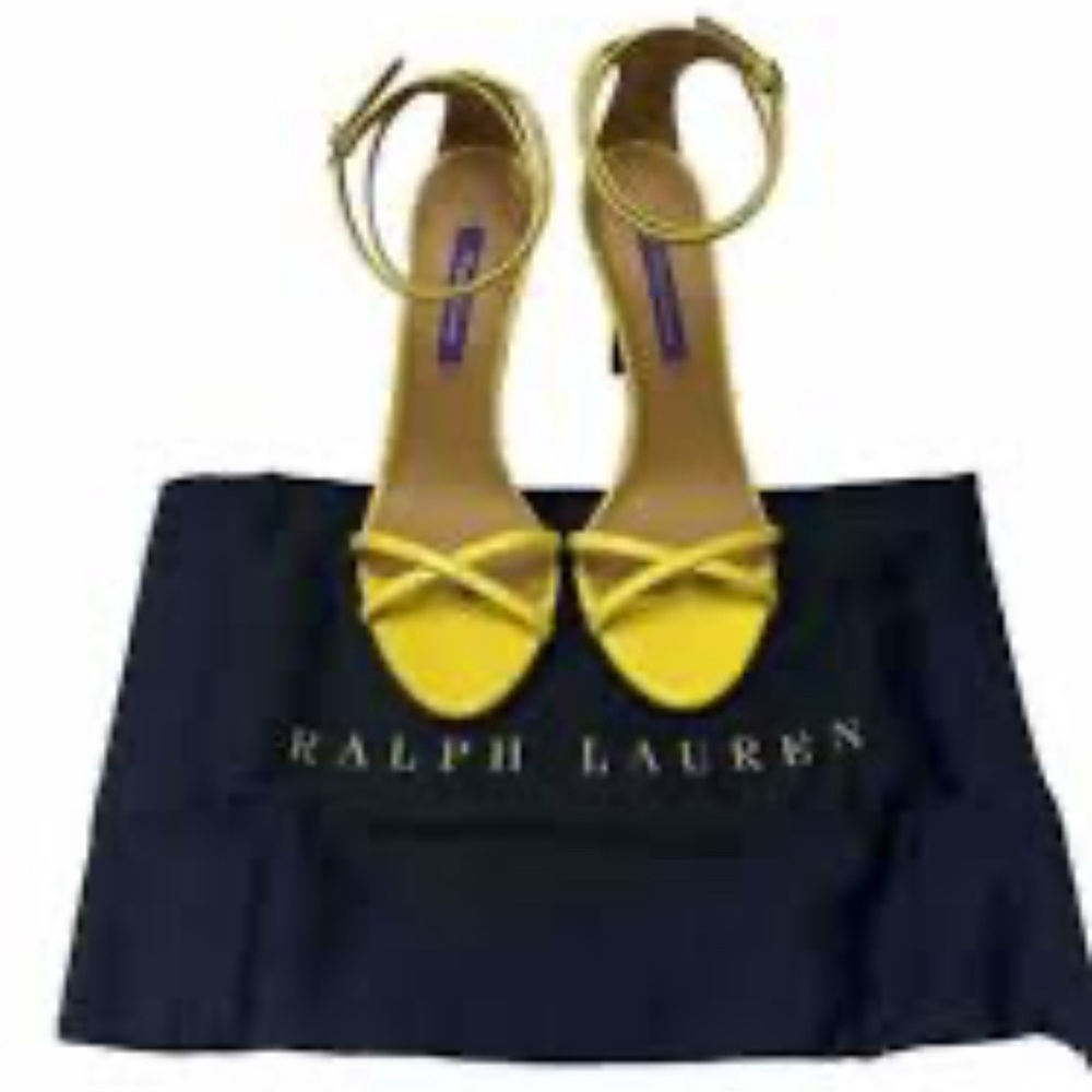 Ralph Lauren Purple Label Yellow Strappy Heels NWOT